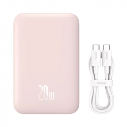 Внешний аккумулятор с поддержкой беспроводной зарядки Xiaomi Baseus Magnetic Wireless Charging Power Bank 6000 mAh 20W Pink (PPCXW06)