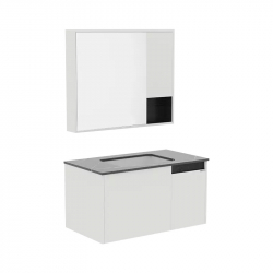 Комплект мебели для ванной комнаты Тумба, Навесной шкаф, Керамическая раковина Xiaomi Diiib Yashi White Paint Slate Bathroom Cabinet 900mm