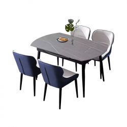 Комплект обеденной мебели Круглый раздвижной стол и 4 стула Xiaomi 8H Jun Telescopic Rock Board Dining Table and Four Chairs Grey/ Grey&Blue