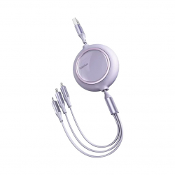 Телескопический USB-кабель для зарядки 3 в 1 Xiaomi Baseus Retractable Data Cable 3.5 A Fast Charge 1.2 m Violet