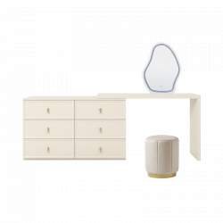 Комплект Туалетный столик зеркало пуф и комод Xiaomi Linsy Light Luxury Cream Style Makeup Table Mirror (TO2E-A + TO1V-A + JF2H-A + 01-A)
