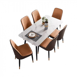 Комплект обеденной мебели Стол 1.4 м и 6 стульев Xiaomi Linsy Light Luxury Table and Chairs White&Black (JI1R-A+LS073S4-A)