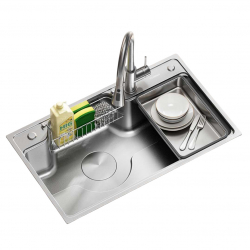 Многофункциональная кухонная мойка со смесителем Xiaomi HIGOLD LD Series Dual-Stage Pull-Out Single Sink 700х480mm (956164 + 980099)