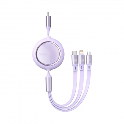 Телескопический кабель для зарядки Type-C 3-в-1 Xiaomi Baseus Retractable Data Cable 100W Fast Charge 1.2 m Violet