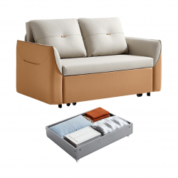 Диван-кровать с ящиком для хранения Xiaomi Linsy Multifunctional Sofa Bed With Bed Locker Warm Wood Orange-Ecological Leather 1680 mm (G021)