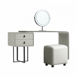 Комплект Туалетный столик, зеркало, пуф Xiaomi Linsy Light Luxury Cream Style Makeup Table Mirror 1.3 m Grey (TD008-A + JF 004) (с двумя ящиками)