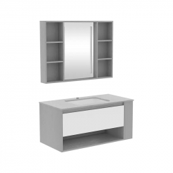 Комплект мебели для ванной комнаты Тумба и навесной шкаф Xiaomi Diiib Rock Board Bathroom Cabinet Drawer Storage 1000mm (DXG70003-1111 + DXG72003-1111) (с керамической раковиной, без смесителя)