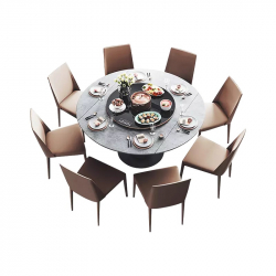 Комплект обеденной мебели Круглый раздвижной стол с индукционной панелью 1.48 m и 8 стульев Xiaomi AQUIMIA Rotating Retractable Multifunctional Dining Table 1.48m and Chairs (AQ1217)