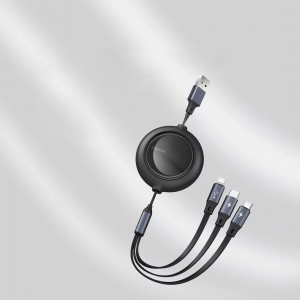 Телескопический USB-кабель для зарядки 3 в 1 Xiaomi Baseus Retractable Data Cable 3.5 A Fast Charge 1.2 m Violet