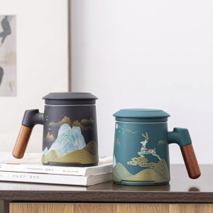 Фарфоровая чашка для чая с керамическим фильтром Xiaomi Zesee Selected Ceramic Tea Cup Daisy Green - фото 3