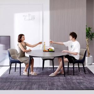 Комплект обеденной мебели Круглый раздвижной стол и 4 стула Xiaomi 8H Jun Telescopic Rock Board Dining Table and Four Chairs White/Beige
