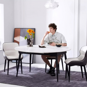 Комплект обеденной мебели Круглый раздвижной стол и 4 стула Xiaomi 8H Jun Telescopic Rock Board Dining Table and Four Chairs Black/ Grey&Blue