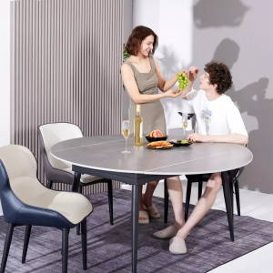 Комплект обеденной мебели Круглый раздвижной стол и 4 стула Xiaomi 8H Jun Telescopic Rock Board Dining Table and Four Chairs Grey/ Grey&Blue