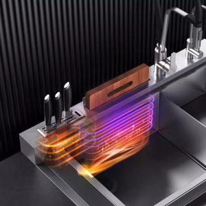 Модульная кухонная мойка с посудомоечной машиной Xiaomi Mensarjor Smart Integrated Sink Dishwasher Integrated Cabinet Stainless Steel Double Tank Flagship Model (версия с ультразвуковой очисткой, очистителем воды и измельчителем отходов) (JJS-90S02U-DWF) - фото 5