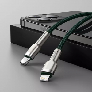 Кабель Xiaomi Baseus Cafule Series Metal Data Cable Type-C to iP PD20W Fast Charge 1m Green (CATLJK-A06) - фото 4