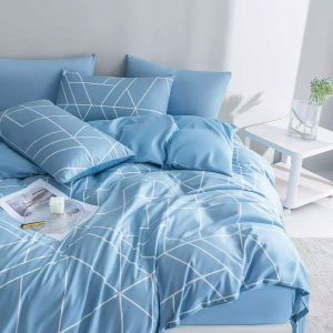 Комплект постельного белья Xiaomi Como Living Bed Sheets Line Blue 1.8m - фото 4