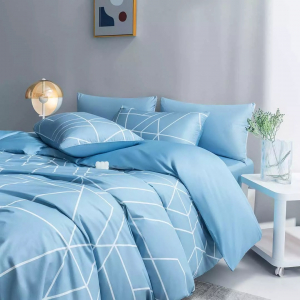 Комплект постельного белья Xiaomi Como Living Bed Sheets Line Blue 1.8m - фото 2