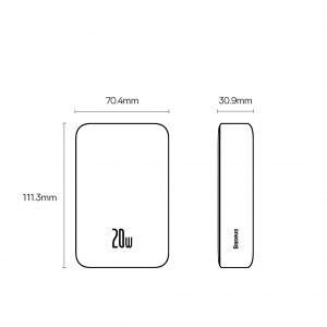 Внешний аккумулятор с поддержкой беспроводной зарядки Xiaomi Baseus Magnetic Wireless Charging Power Bank 20000 mAh 20W White (PPCXM20) Вид№2