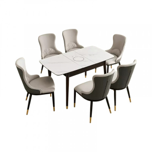 Комплект обеденной мебели Стол с индукционной варочной панелью и 6 стульев Xiaomi Lin's Wood Industry Intelligent Telescopic Induction Cooker Slate Dining Table and Chair (YP1R-A+LS518S4-A)