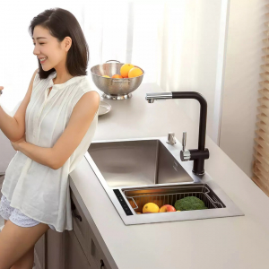 Умная кухонная мойка с ультразвуковой технологией мытья со смесителем Xiaomi Mensarjor Intelligent Sink Washing Machine Black (JBS2T-G1N + K73DCR-4BK2834) - фото 6