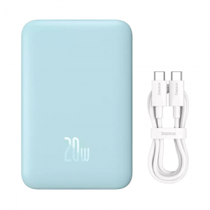 Внешний аккумулятор с поддержкой беспроводной зарядки Xiaomi Baseus Magnetic Wireless Charging Power Bank 6000 mAh 20W Blue (PPCXM06) беспроводная зарядка satechi magnetic 3 in 1 wireless charging stand st wmcs3m