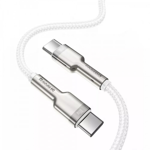 Кабель Xiaomi Baseus Cafule Series Metal Data Cable Type-C to Type-C 100W 1m White (CATJK-C02) - фото 2
