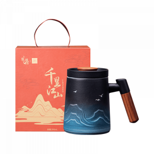 Керамическая кружка Xiaomi Pinztea Wooden Handle Ceramic Tea Cup 390 ml Mountains