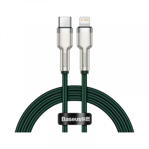 Кабель Xiaomi Baseus Cafule Series Metal Data Cable Type-C to iP PD20W Fast Charge 1m Green (CATLJK-A06) кабель ugreen av150 50355 3 5mm male to male alu case braid audio cable 1м серебристо серый
