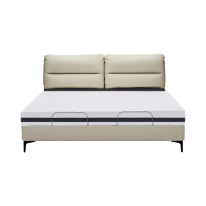 Умная двуспальная кровать  8H Milan Smart Leather Electric Bed S 1.5 m Beige (умное основание и латексный матрас RA Alpha)