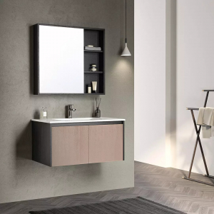 Комплект мебели для ванной комнаты Тумба и навесной шкаф Xiaomi Diiib Magnolia Slate Bathroom Cabinet 800mm (DXG78002-1031) (с керамической раковиной, без смесителя) - фото 3