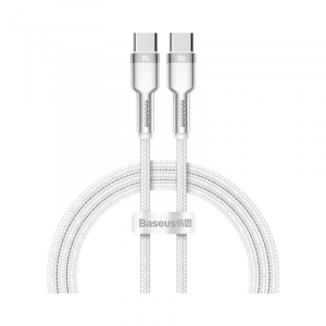 Кабель Xiaomi Baseus Cafule Series Metal Data Cable Type-C to Type-C 100W 1m White (CATJK-C02) кабель xiaomi baseus cafule series metal data cable type c to ip pd20w fast charge 1m purple catljk a05