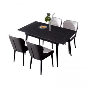 Комплект обеденной мебели Стол 1.6 м и 4 стула Xiaomi 8H Jun Rock Board Dining Table and Four Chairs Black/Beige (YB1+YB3)