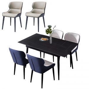 Комплект обеденной мебели Стол 1.6 м и 6 стульев Xiaomi 8H Jun Rock Board Dining Table and Six Chairs Black/ Grey&Blue (YB1+YB3) 4pcs conference room chairs stackable