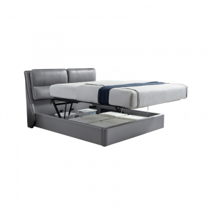 Двуспальная кровать с подъемным механизмом Xiaomi Cheers Italian Leather Double Storage Bed 1.8m Grey (C066+ортопедический матрас D026)
