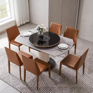 Комплект обеденной мебели Круглый раздвижной стол с индукционной панелью 1.48 m и 8 стульев Xiaomi AQUIMIA Rotating Retractable Multifunctional Dining Table 1.48m and Chairs (AQ1217) - фото 5
