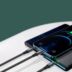 Телескопический USB-кабель для зарядки 3 в 1 Xiaomi Baseus Retractable Data Cable 3.5 A Fast Charge 1.2 m Green - фото 4