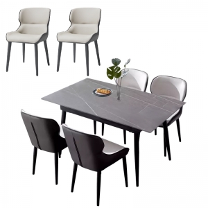 Комплект обеденной мебели Стол 1.6 м и 6 стульев Xiaomi 8H Jun Rock Board Dining Table and Six Chairs Grey/Beige (YB1+YB3)