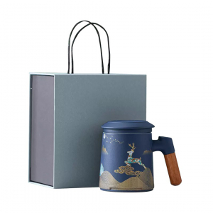 Фарфоровая чашка для чая с керамическим фильтром Xiaomi Zesee Selected Ceramic Tea Cup Blue Applications фарфоровая кружка xiaomi zesee tea cup matte style gift box 300 ml